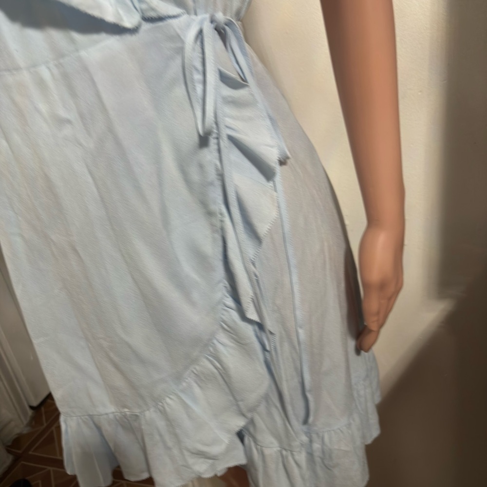 NWT SUNDAY BEST Aritzia Blue Asymmetrical Wrap Dress - Picture 7 of 16